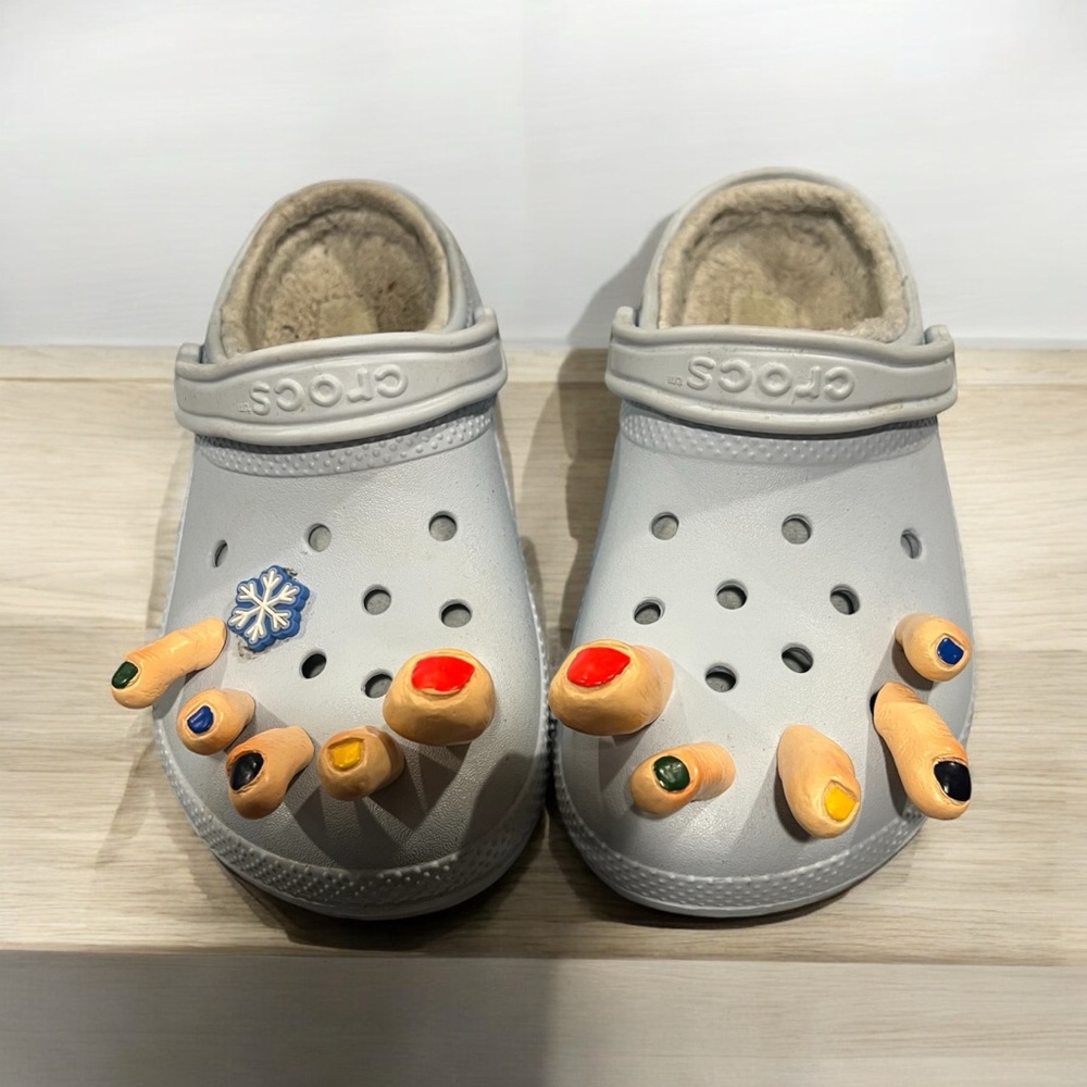 Blue Crocs Lined  with Ugly Gross Toes Size 8 Size 7 Men